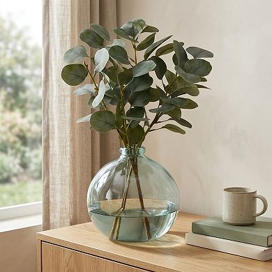 Artificial Eucalyptus in Blown Glass Vase Décor