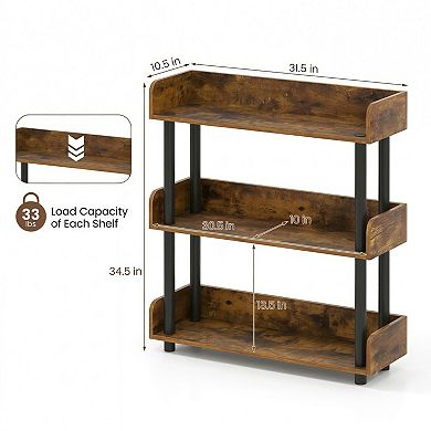 3-Tier Industrial Bookshelf with Guardrails & Anti-Tip Kit