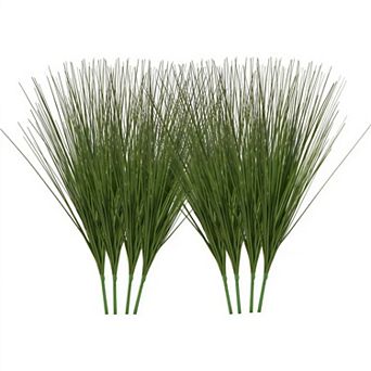 Artificial Onion Grass Faux Greenery Shrubs for Indoor Outdoor Décor Set