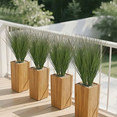Artificial Onion Grass Faux Greenery Shrubs for Indoor Outdoor Décor Set