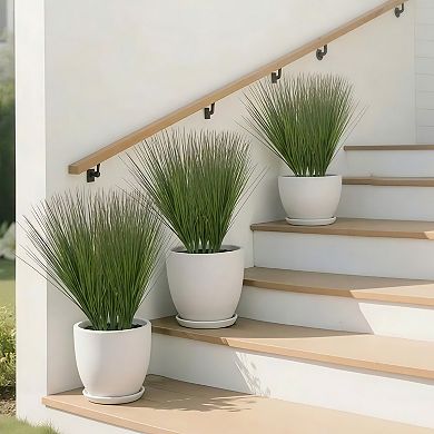 Artificial Onion Grass Faux Greenery Shrubs for Indoor Outdoor Décor Set