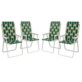 Set of 4 Classic Folding Patio Camping Chairs with Armrests