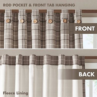 Madison Park Salford Plaid Thermal Insulated Single Window Curtain Panel