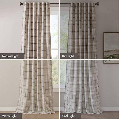Madison Park Salford Plaid Thermal Insulated Single Window Curtain Panel
