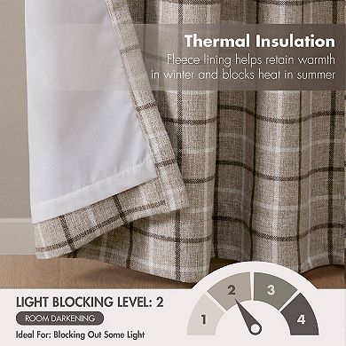 Madison Park Salford Plaid Thermal Insulated Single Window Curtain Panel