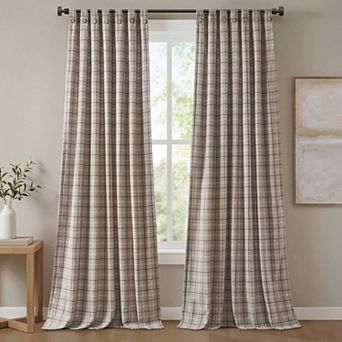 Madison Park Salford Plaid Thermal Insulated Single Window Curtain Panel