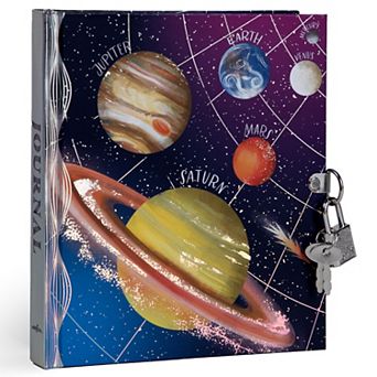 eeboo Space Journal 176 Lined Pages Foil Cover Solar System-Themed Diary