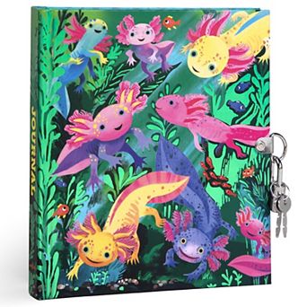 eeboo Axolotl Journal 176-Lined Pages Foil Cover Diary with Lock & Keys