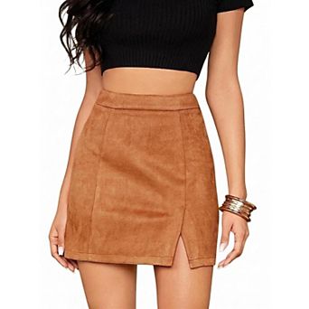 Women's Classic High Waist Zip Up Bodycon Short Skirt