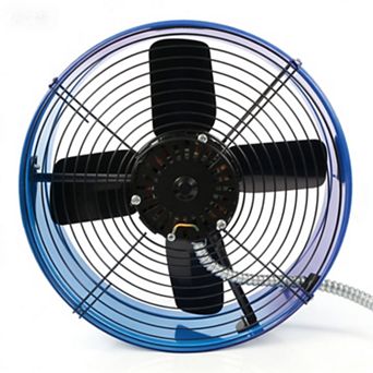 15 in 1300 CFM Drum Fan in Blue, Thermostat-Controlled, for Attic, Greenhouse, Garage