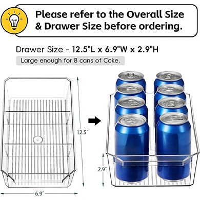 2-Tier Clear Slide-Out Organizer with Dividers, Multi-Purpose Storage Bin
