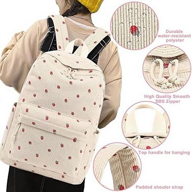Corduroy Laptop School Bag