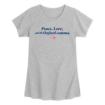 Girls 7-16 Peace, Love, & the Oxford Comma Graphic Tee