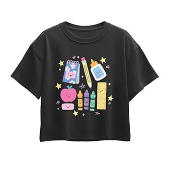 Girls 7-16 School Supplies Icons Boxy Tee