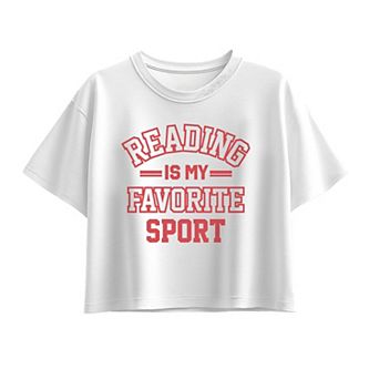 Girls 7-16 Reading Is My Favorite Sport Boxy Tee