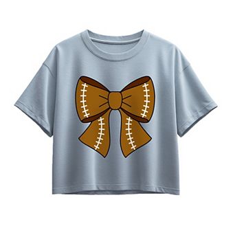 Girls 7-16 Girl's Football Bow Boxy Tee