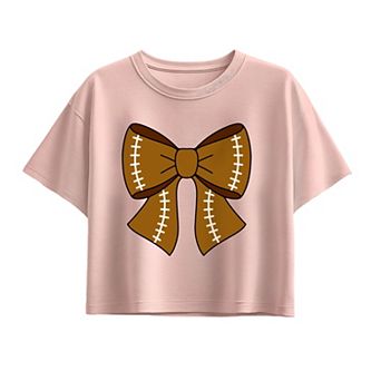 Girls 7-16 Girl's Football Bow Boxy Tee