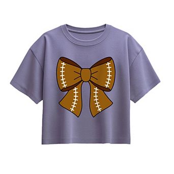 Girls 7-16 Girl's Football Bow Boxy Tee