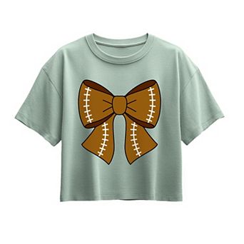 Girls 7-16 Girl's Football Bow Boxy Tee