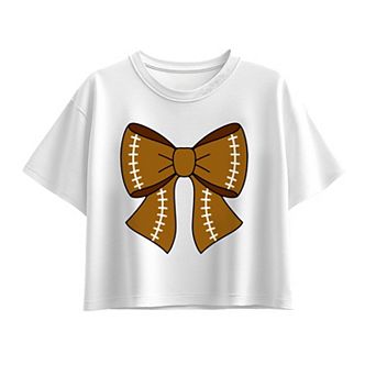 Girls 7-16 Girl's Football Bow Boxy Tee