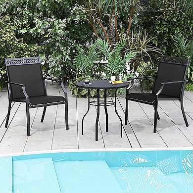 Costway Patio Chairs Set of 2 with All Weather Breathable Fabric High Backrest
