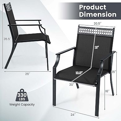 Costway Patio Chairs Set of 2 with All Weather Breathable Fabric High Backrest