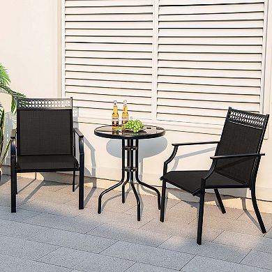 Costway Patio Chairs Set of 2 with All Weather Breathable Fabric High Backrest