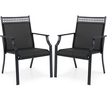 Costway Patio Chairs Set of 2 with All Weather Breathable Fabric High Backrest