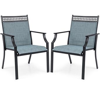 Costway Patio Chairs Set of 2 with All Weather Breathable Fabric High Backrest