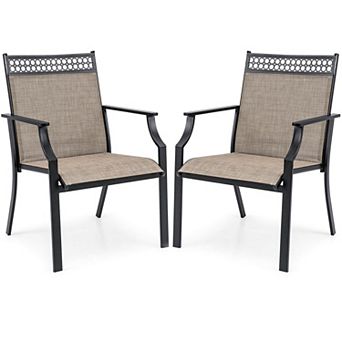 Costway Patio Chairs Set of 2 with All Weather Breathable Fabric High Backrest