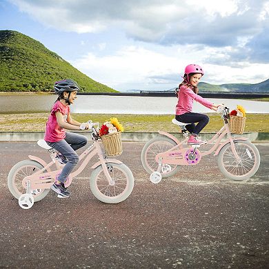 Costway Kid's Bike with Training Wheels Adjustable Handlebar Seat Handbrake