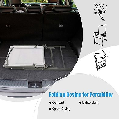 Costway 4pcs Patio Folding Portable Dining Chairs Metal Frame Armrests Garden
