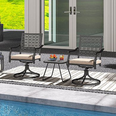Costway 4 PCS Outdoor Swivel Chairs Patio Dining Chairs with Padded Cushions High Back