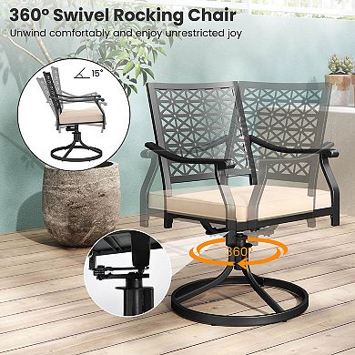 Costway 4 PCS Outdoor Swivel Chairs Patio Dining Chairs with Padded Cushions High Back