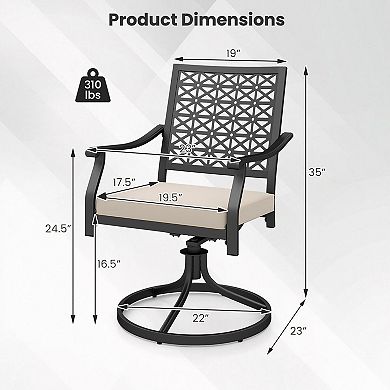 Costway 4 PCS Outdoor Swivel Chairs Patio Dining Chairs with Padded Cushions High Back