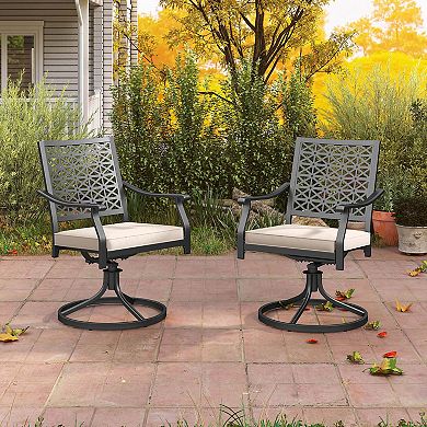 Costway 4 PCS Outdoor Swivel Chairs Patio Dining Chairs with Padded Cushions High Back