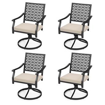 Costway 4 pc Outdoor Swivel Chairs Patio Dining Chairs with Padded Cushions High Back