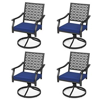Costway 4 pc Outdoor Swivel Chairs Patio Dining Chairs with Padded Cushions High Back