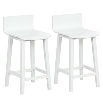 Costway 24.5" Wood Bar Stools Set of 2 with Solid Back & Seat Mid Century Bar Chairs