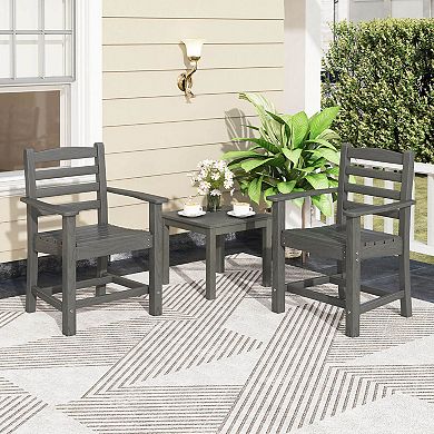 Costway Patio Dining Chairs with Wide Armrests Curved Seat Wood Grain for Backyard