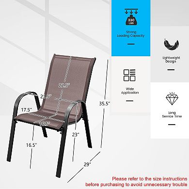 Costway Patio Dining Chairs Stackable Armrest Space Saving Garden