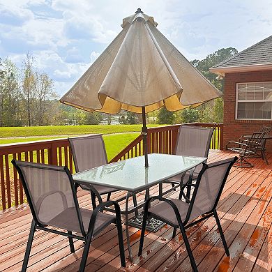 Costway Patio Dining Chairs Stackable Armrest Space Saving Garden