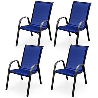 Costway Patio Dining Chairs Stackable Armrest Space Saving Garden