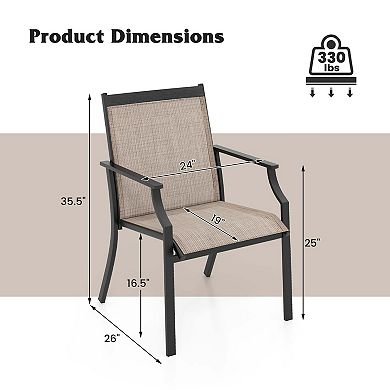Costway Patio Dining Chairs Large Outdoor Chairs with Breathable Seat & Metal Frame