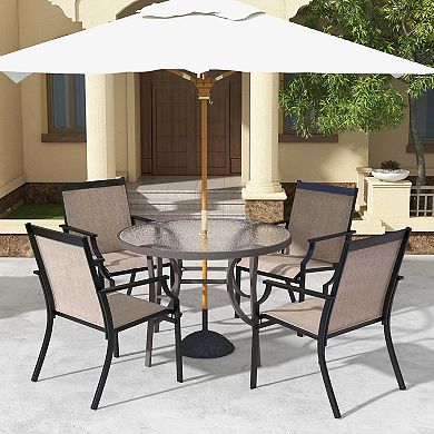 Costway Patio Dining Chairs Large Outdoor Chairs with Breathable Seat & Metal Frame