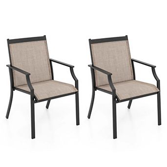 Costway Patio Dining Chairs Large Outdoor Chairs with Breathable Seat & Metal Frame