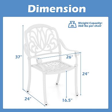 Costway 2 PCS Patio Cast Aluminum Dining Chairs Armrests Outdoor Stackable