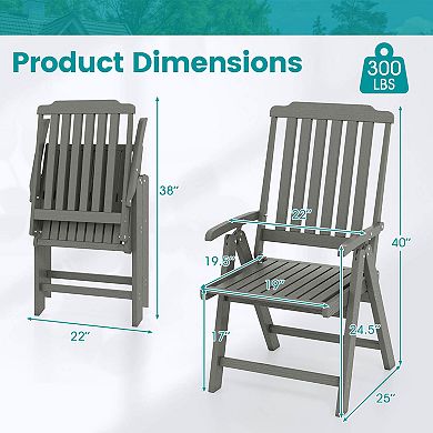 Costway Foldable Patio Chair with Armrest, Curved Back, Slatted Seat for Backyard Deck