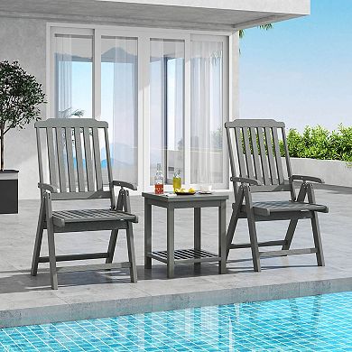 Costway Foldable Patio Chair with Armrest, Curved Back, Slatted Seat for Backyard Deck