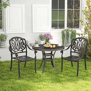 Costway 4 PCS Patio Cast Aluminum Dining Chairs Armrests Outdoor Stackable